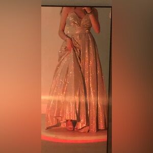 silver (pink/purple tinted) prom ball gown